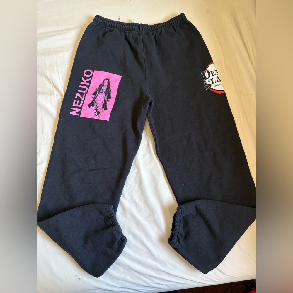 Gildan Black Sweatpants with Pink Nezuko Graphic